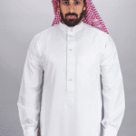 ثوب كلاسيك شبابي , أكمام كبك, أبيض
