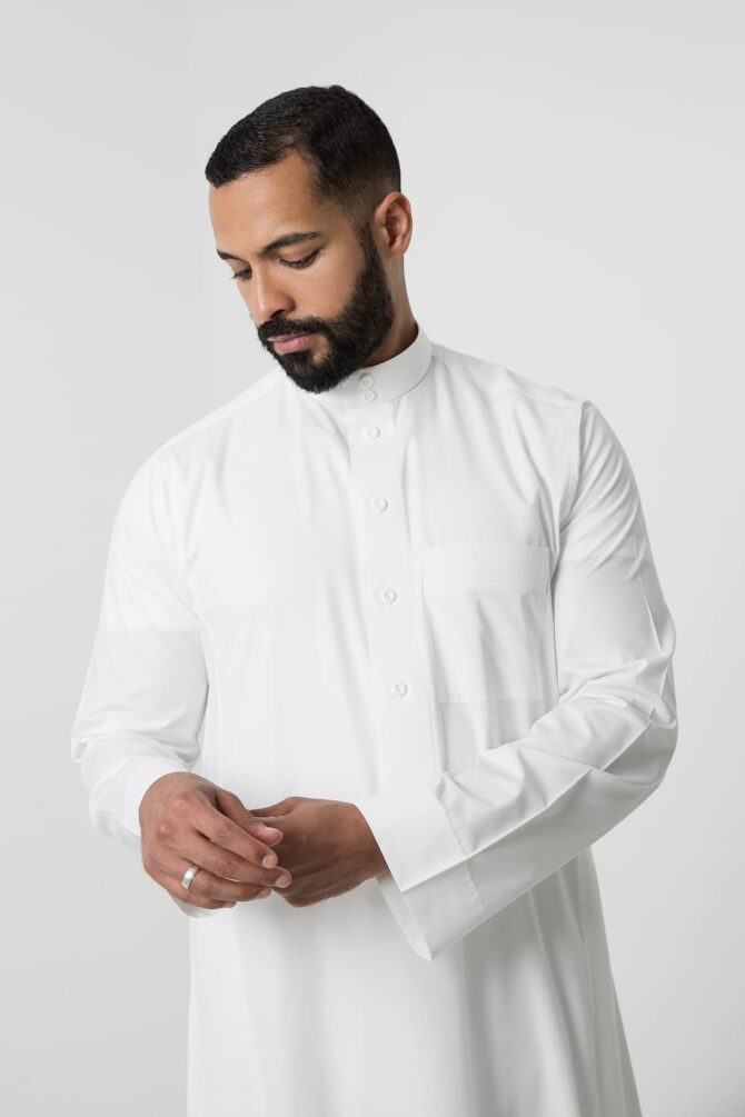Classic-Thobe-Cream-Buttons-plain-Square-round-collar-3