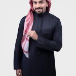 ثوب شتوي, لون كحلي, مزخرف, رجالي