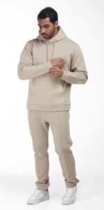 Ribbed Long Pants, Beige Casual Pants - Image 2