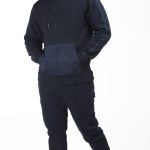 Ribbed Long Pants, Navy Blue Casual Pants
