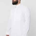 Thobe Fakher Silk, White, Qalab collar