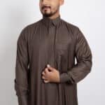 ثوب شتوي، مزخرف، لون بني، رجالي