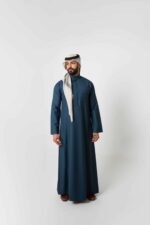 ⁦شماغ كشميري، رمادي مع أزرق⁩ - الصورة ⁦2⁩