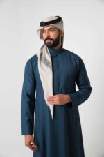 ⁦شماغ كشميري، رمادي مع أزرق⁩ - الصورة ⁦3⁩