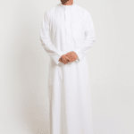 Zakhrafat White Plain collar Youth Thobe