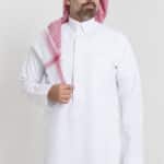 Fakher, Thobe, Fino, White, Qalab collar