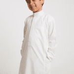 Zakhrafat, Thobe, Cream, Boys, Plain collar