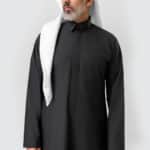 Business Colored Black Thobe, Qalab Collar