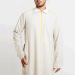 ثوب رجالي ري ثوب لون بيج مع أصفر فاتح