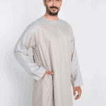 جلابية ري ثوب سحاب بيج , رجالي