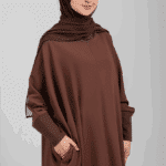 عباية النور البني بطرحتين وسحاب أمامي