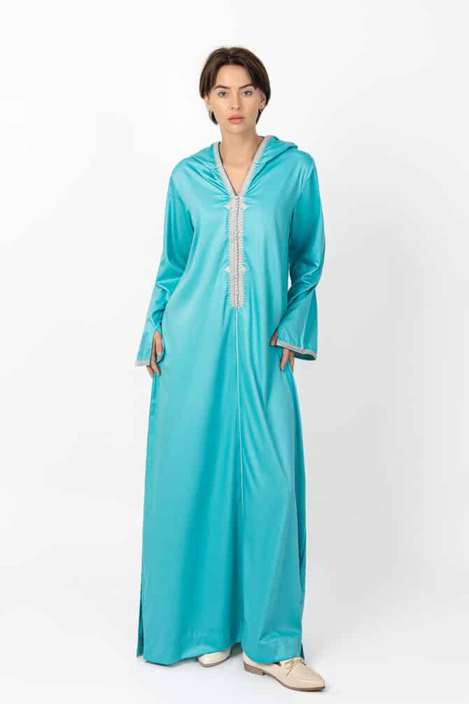 Moroccan Jalabiya-Turquoise-Alshiaka-1