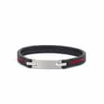 Versace Bracelet Steel & Leather – Black Red Detail