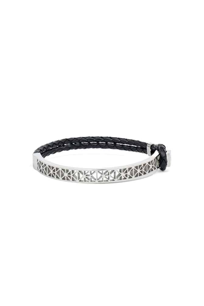 Versace-Bracelet-Steel&Leather- Black-Alshiaka-1