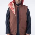 Men's Quilted Winter Vest with Traditional Embroidery – Brown