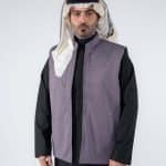 Men's Quilted Winter Vest with Traditional Embroidery – Gray