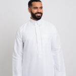 ثوب كلاسيك قلاب, سحاب مخفي, رجالي, لون أبيض