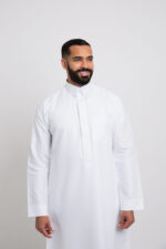ثوب كلاسيك قلاب, سحاب مخفي, رجالي, لون أبيض