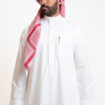 Cream-colored men’s embroidered thobe