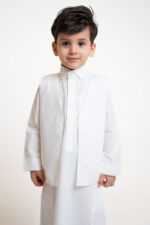 Al Shiaka Embroidered Thobe – Creamy for kids - Image 6