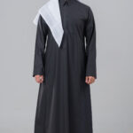 Al Shiaka Men’s Business Thobe, Qalab Collar, Black