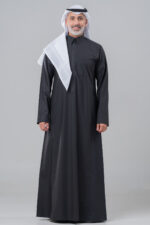 Al Shiaka Men’s Business Thobe, Qalab Collar, Black