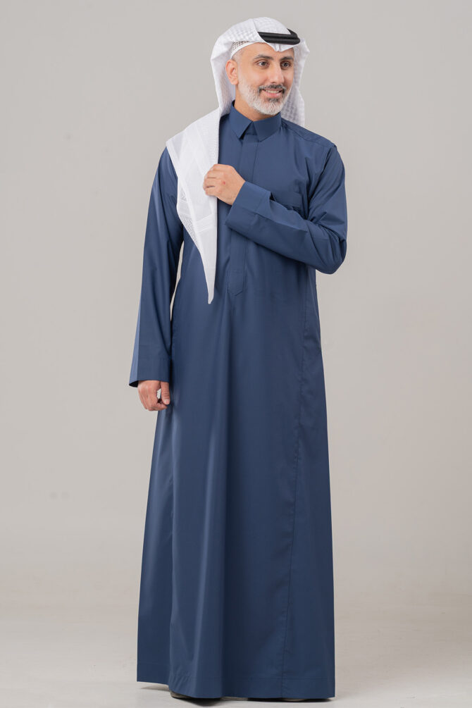 ⁦ثوب الشياكة الرجالي نص وقفة – ثوب أعمال كحلي⁩ - الصورة ⁦5⁩