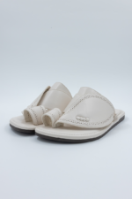 AlShiaka Wesm Off White Oriental Leather Men’s Slippers