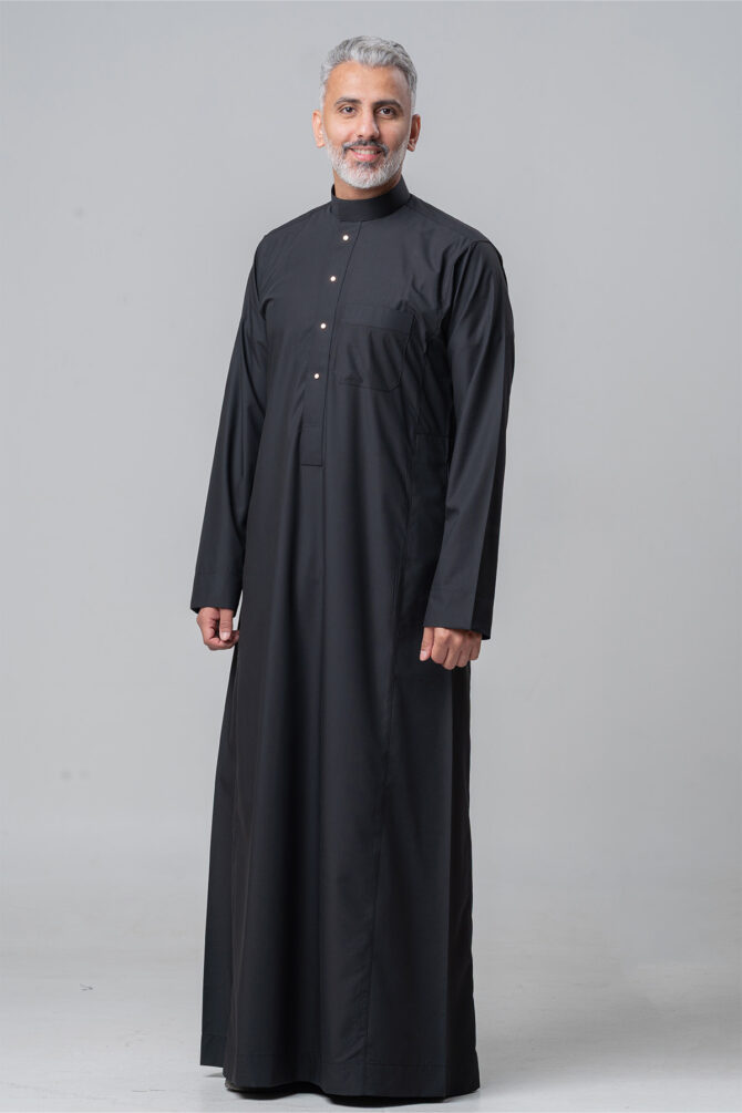 Al Shiaka men’s Trendy Thobe – Black - Image 5