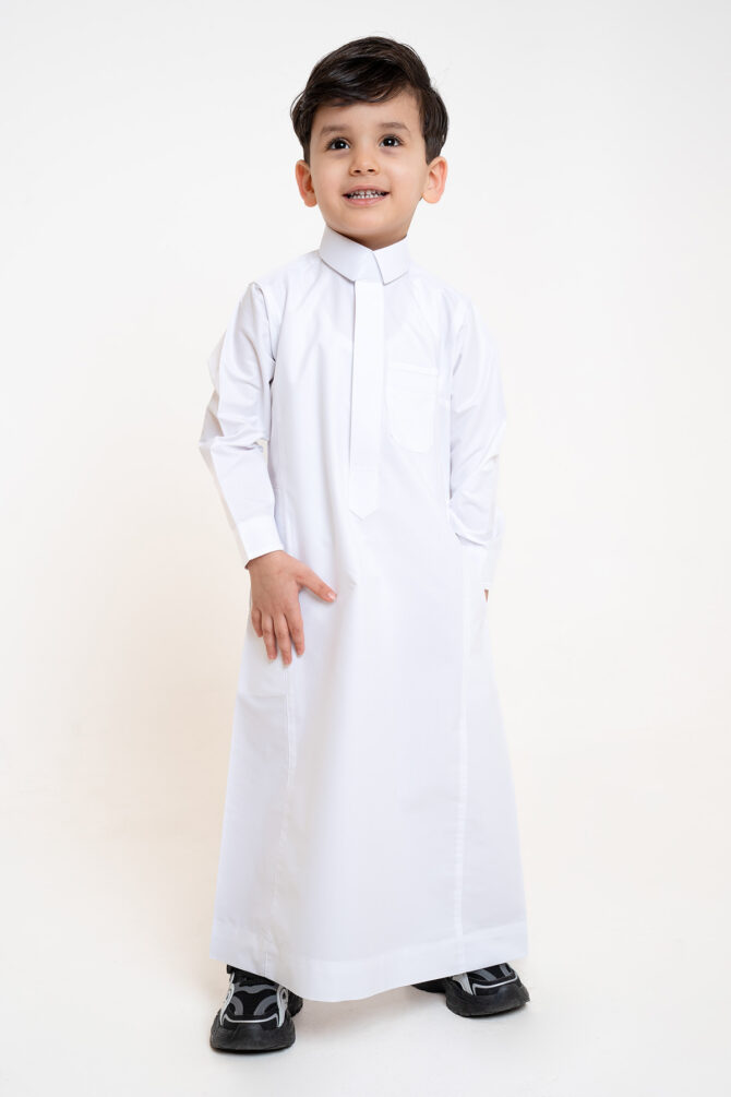 ⁦ثوب الشياكة التريندي ولادي المخطط الأبيض⁩ - الصورة ⁦2⁩