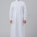 Al Shiaka men’s Trendy Striped Thobe White