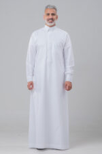 Al Shiaka men’s Trendy Striped Thobe White
