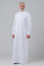 Al Shiaka men’s Trendy Striped Thobe White - Image 2