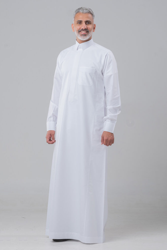 Al Shiaka men’s Trendy Striped Thobe White - Image 2