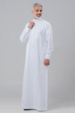 Al Shiaka men’s Trendy Striped Thobe White - Image 3