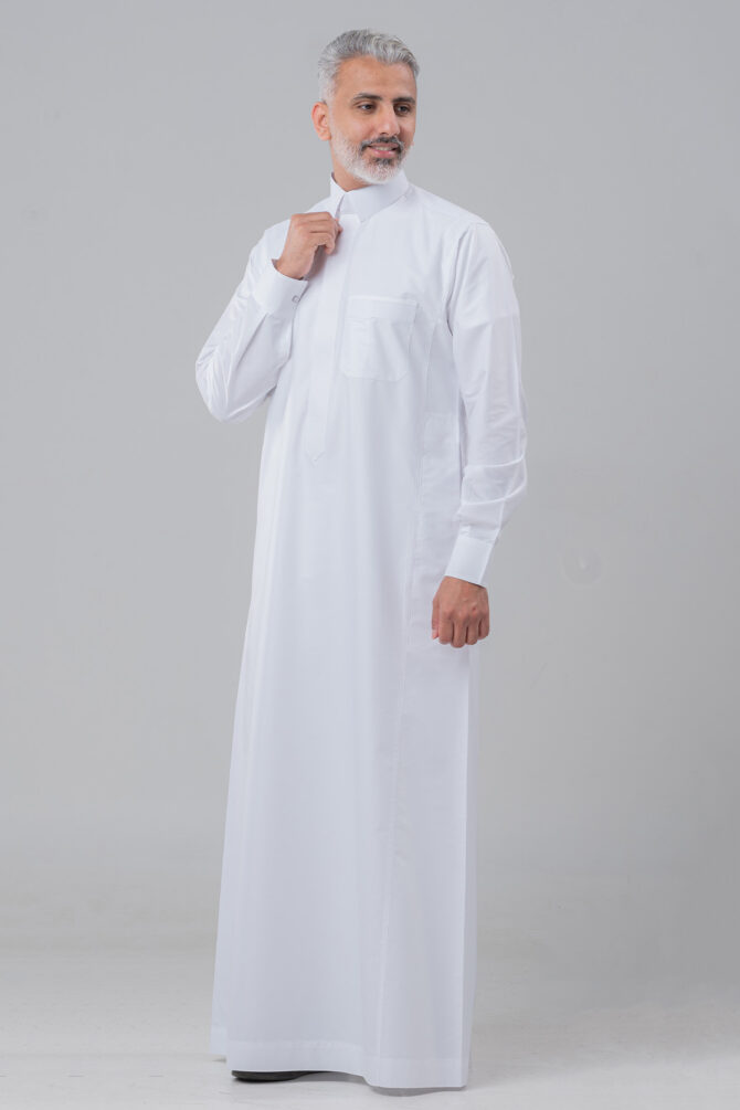 Al Shiaka men’s Trendy Striped Thobe White - Image 3