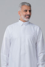 Al Shiaka men’s Trendy Striped Thobe White - Image 7