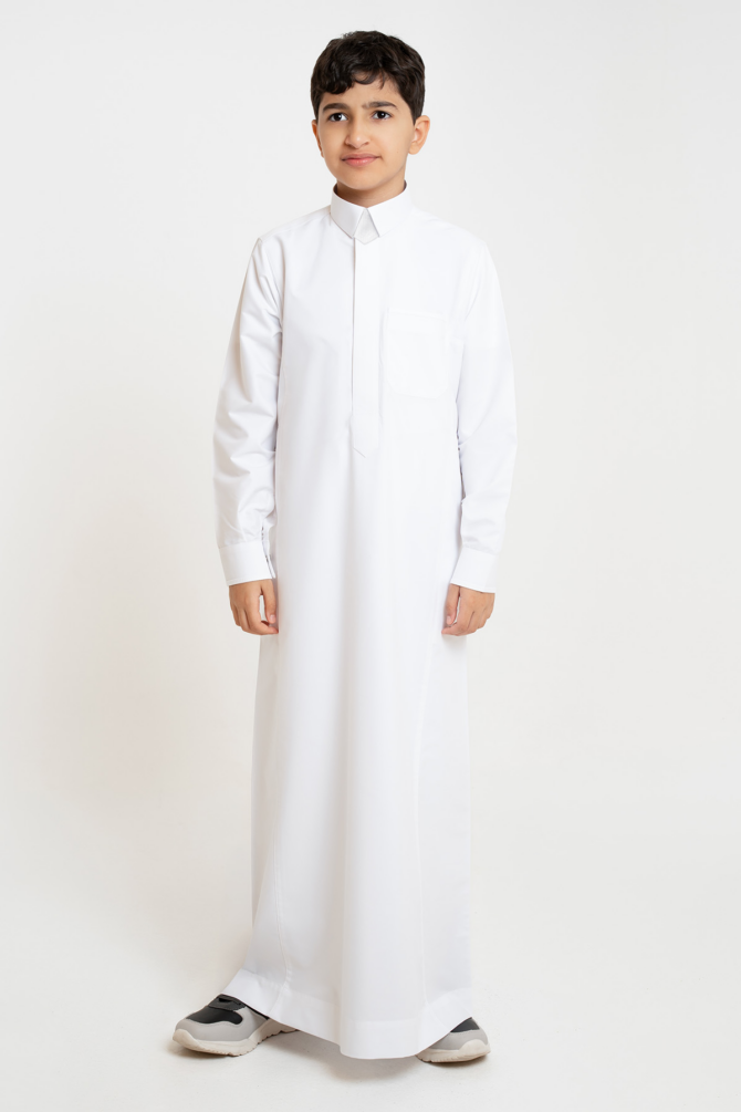 ⁦ثوب الشياكة التريندي الشبابي المخطط الأبيض⁩ - الصورة ⁦3⁩