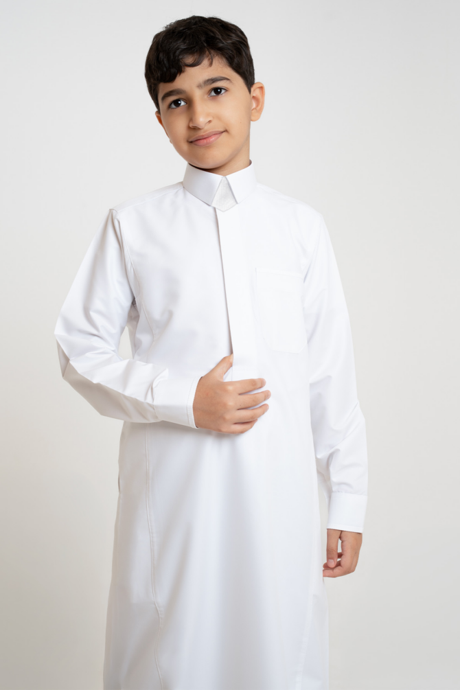 ⁦ثوب الشياكة التريندي الشبابي المخطط الأبيض⁩ - الصورة ⁦5⁩