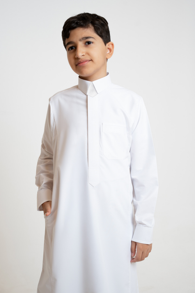 ⁦ثوب الشياكة التريندي الشبابي المخطط الأبيض⁩ - الصورة ⁦6⁩