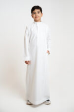 Al Shiaka Embroidered Thobe – Creamy for youth - Image 3
