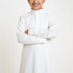 Al Shiaka Embroidered Thobe – Creamy for youth