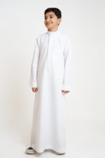 Al Shiaka Embroidered Thobe – White for youth - Image 3
