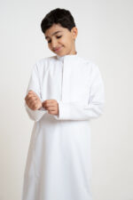Al Shiaka Embroidered Thobe – White for youth