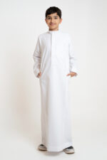 Al Shiaka Embroidered youth thobe – White - Image 3