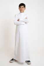 Al Shiaka Embroidered youth thobe – White - Image 4