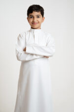 Al Shiaka Embroidered Thobe – Creamy for youth