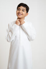 Al Shiaka Embroidered Thobe – Creamy for youth - Image 5