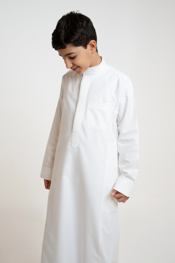 Al Shiaka Embroidered Thobe – Creamy for youth - Image 6